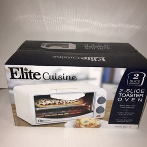 Elite Cuisine 2 Slice Toaster Oven-White-650W-w /Timer-Compact-ETO-113