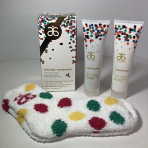 New Arbonne Pampermint Foot Care Set 4oz Foot Scrub & 4oz Foot Cream With Socks