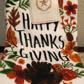 THE PRAIRIE  (2)  KITCHEN TOWELS HAPPY THANKSGIVING TURKEY 100% COTTON NWT