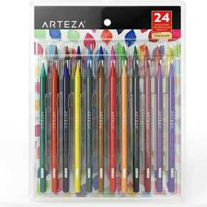 ARTEZA Woodless Watercolor Pencils, Set of 24, Multi Colored Art Drawing Pencils