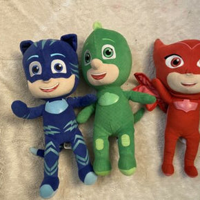 READ* Lot 3 PJ Masks 14" Sing & Talk CatBoy, Owlette and Gekko Plush Super Soft