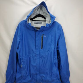 Paradox Mens Waterproof Rain Jacket Coat Size Large Blue Hood Lightweight Zip Up