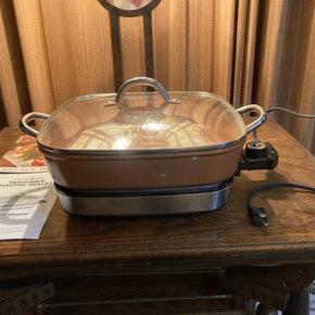 COPPER CHEF Removable 12" ELECTRIC SKILLET with Lid NEW Without Box