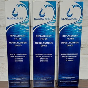 3 pack Glacial Pure (GlacialPure) GP005 Replacement Refrigerator Water Filter