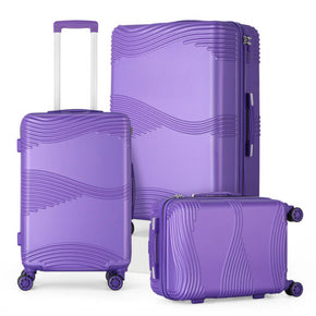 3-Piece Luggage Set w/Spinner Wheels 20"/24"/28" Suitcase Hardshell w/TSA Purple / Color Purple