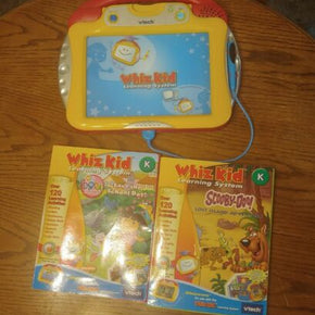 VTech Whiz Kid Learning System With Pen With W/ Scooby Doo & Dora Games Set