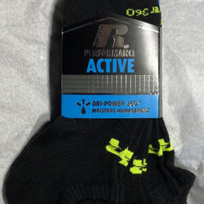 3 Pair Russell Men’s Active Performance No Show Socks Dri-Power 360 Size 6-12