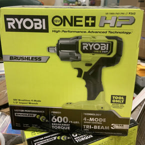 New RYOBI P262 / HP ONE+ 18V Brushless Cordless 4-Mode 1/2 in Impact Wrench Tool