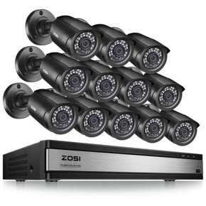 ZOSI 16CH H.265+ HDMI DVR 1080P Outdoor Home Surveillance Security Camera System / Connection Type Wired / Hard Drive 2TB Hard Drive / Number of Cameras 12