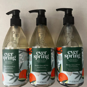 Lot of 3 Ever Spring Winter Citrus And Pine Liquid Hand Soap 12 FL OZ