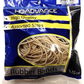 HQ Advance Rubber Bands 1.5oz, Tan - Assorted Sizes - Lot of 12