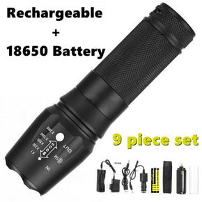 Tactical light X800 Flashlight Zoom LED Torch Rechargeable With 18650 Battery