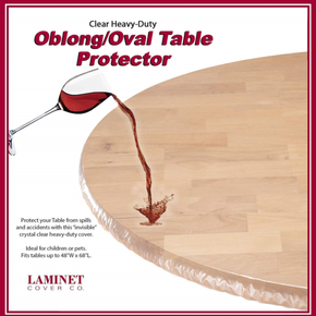 LAMINET - Plastic Elastic Fitted Table Cover Protector - Clear - Oblong/Oval - x