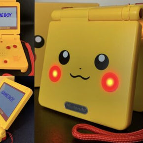 Pikachu GBA SP Gameboy Advance SP IPS V2 Bundle - Charger,Game,Yellow LED&Cheeks