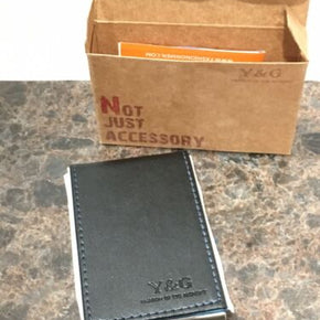 Y&G Men's Fashion Minimalist Leather PU Business  Card Holder Metal inside case.
