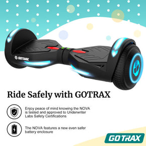 Gotrax NOVA Hoverboard 6.5" LED Wheels Self Balancing Scooter 6.2 Mph Dual 200W / Color Black