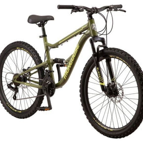 Mongoose 26 Bash Suspension Mountain Bike, Full Suspension, 21 speeds, Green NEW