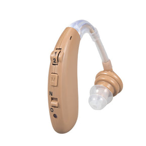 Rechargeable Digital Hearing Aid Aids Behind the Ear BTE Sound Voice Amplifier / Color Beige / QTY 1 PC