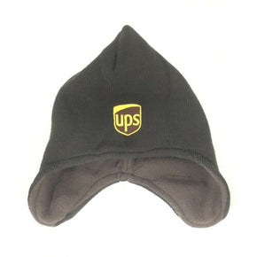 UPS Helmet Beanie Winter Hat Decky Custom Embroidery Cuffed Knit Brown Ear Cover