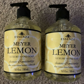 2 Bottles Meyer Lemon Luxury Hand Soap W/ Aloe Vera, Shea Butter & Olive Oil