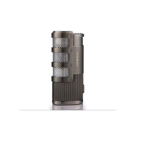 Windproof Cigar Cigarette Lighter 3 Jet Flame Torch With Punch Refillable Butane / Color Gray