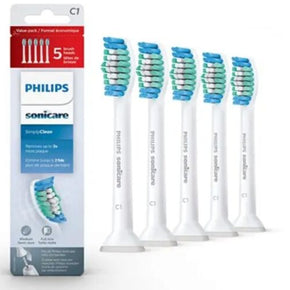 5 Pack C1 Sonicare Simply Clean Replacement Toothbrush Brush Heads HX6015/03