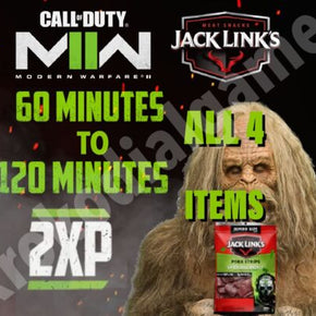 Call of Duty Modern Warfare 2 Jack Links ALL 4 OP SKIN CHARM CARD EMBLEM 2XP MW2