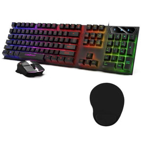 Computer Desktop Gaming Keyboard and Mouse Mechanical Feel LED Light Backlit RGB / Package Keyboard & Mouse & Mouse Pad