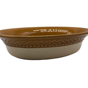 Paula Deen Southern Braid Brown Beige Oval 1 Qt Serving Bowl Casserole Dish C023