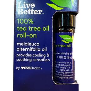 Live Better Natural 100% Tea Tree Oil Roll-On, 0.33 oz. NEW, FREE SHIPPING