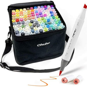 120-Color Alcohol Art Markers Set, Ohuhu Dual Tip Brush & Chisel with 1 Blender