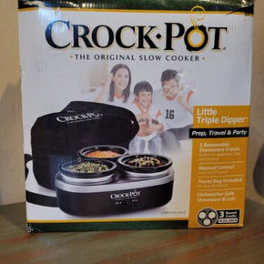 Crock Pot Triple Dipper Slow Cooker Crock-Pot 3 16oz w Party Carry Bag. New