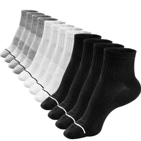 Mottee & Zconia Men's Athletic Sports Ankle Crew Socks -Gray /Black / White 6 Pk