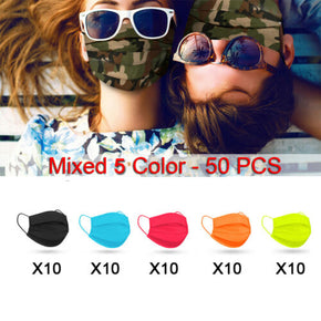 50 PCS Protective Disposable 4-Ply Fluorescence FACE MASK Mouth Cover - 8 Colors / Color 50 PCS Mixed 5 Colors