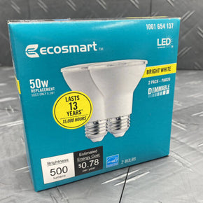 NEW EcoSmart 50W Equivalent PAR20 Dimmable LED Light Bulb Bright White (2-Pack)