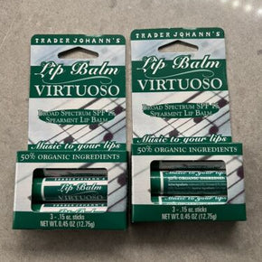 Trader Joe's Johann's Lip Balm Virtuoso SPF 15 Organic 3 x .15 oz Sticks/ 2 Boxs