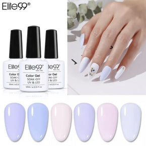 x6 - Elite99 Soak Off Color Gel Nail Polish Top Base Manicure UV LED (6 Pack)