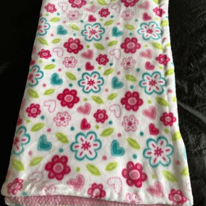 LITTLE MIRACLES BABY BLANKET PLUSH SECURITY LOVEY FLOWERS HEARTS PINK