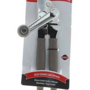 Swing-A-Way Easy Crank Can Opener with Bottle Opener - Comfort Grip Handles Gray