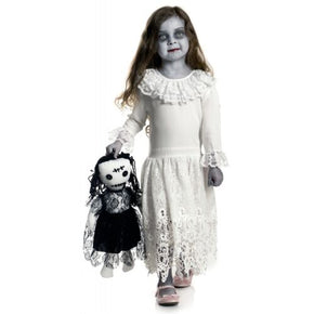 Creepy Doll Costume Kids Scary Halloween Fancy Dress / Size L (Large)