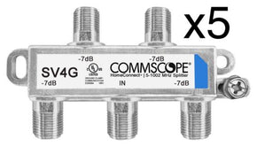 5 CommScope 1:4 Coaxial Cable Splitters 5-1002Mhz 4-way Comcast Xfinity SV4G