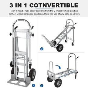 3IN1 Heavy Duty Aluminum Hand Truck Stair Climber Folding Dolly Convertible Cart / Model 1000LBS 3IN1 Hand Truck