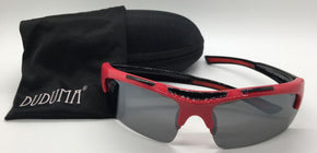 Duduma - Polarized Sports Sunglasses- Men Women - Red/black Frame & Black Lens