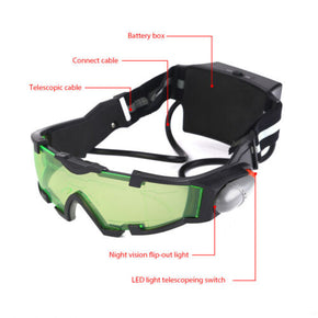 Adjustable LED Night Vision Goggles Eyeshield Glasses w/Flip Out Lights