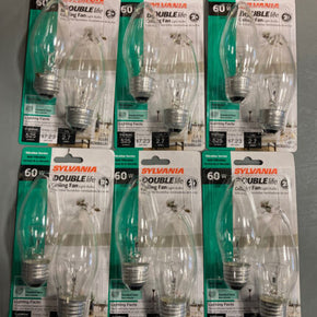 6 Packs Sylvania Double Life 60W Anti Vibration 2 Ct Ceiling Fan Light Bulbs