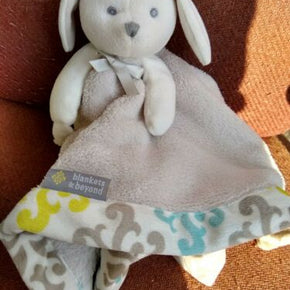 Blankets and Beyond Bunny with grey yellow blue Security Blanket Lovely
