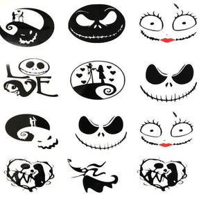 12 Nightmare Before Christmas Vinyl Decal Stickers. JACK AND SALLY. DIY Ornament
