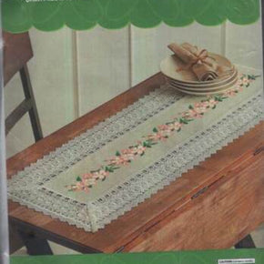 NIP!!! HERRSCHNERS CROSS STITCH KIT SPRING CHERRY BLOSSOMS TABLE RUNNER 14 X 44"