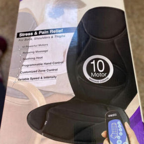 HOMEDICS BACK MASSAGER 10 MOTOR SEAT MASSAGER  W/ HEAT- BKP-300-2, Box & Booklet