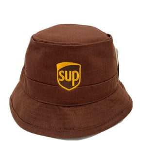 “SUP” Bucket Hat NOT UPS Cap Decky Fisherman's Hat Cotton Brown L/XL